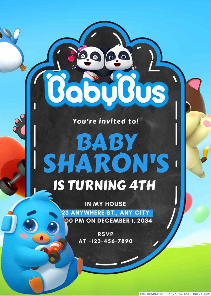BabyBus Birthday Invitation