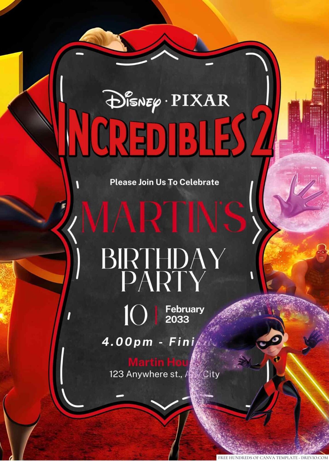 Incredibles 2 Birthday Invitation Download Hundreds Free Printable Birthday Invitation 