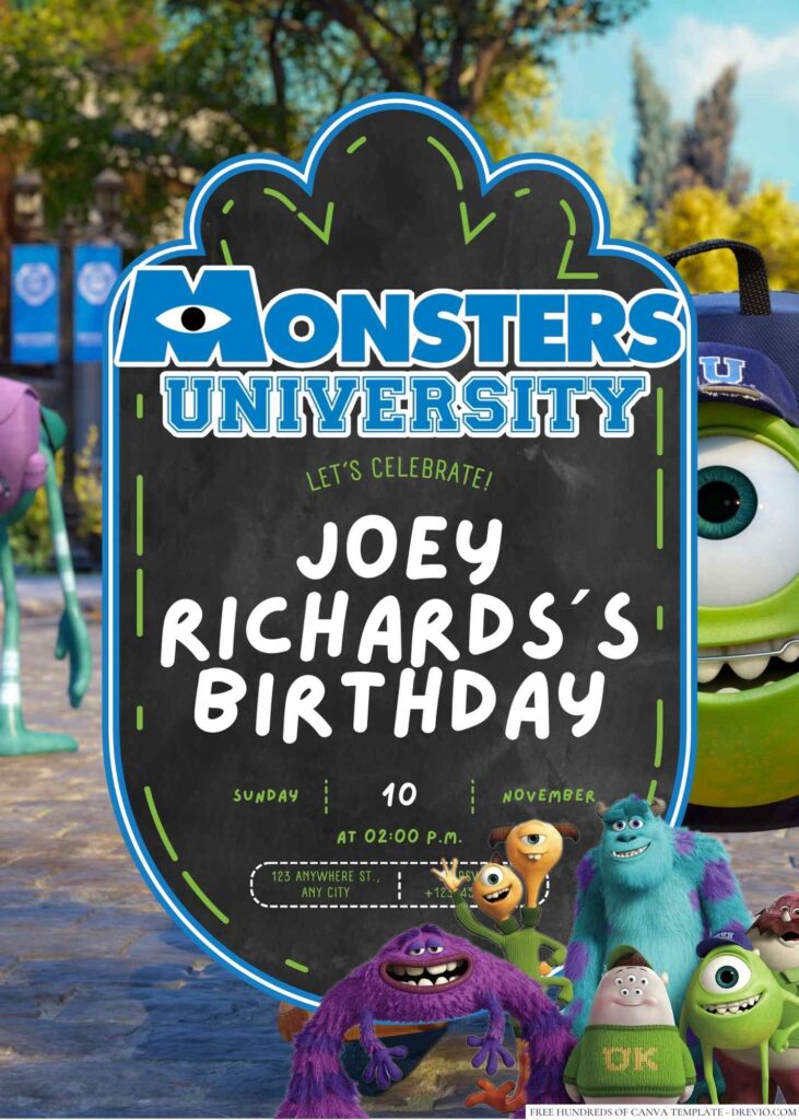 Monsters University Birthday Invitation 