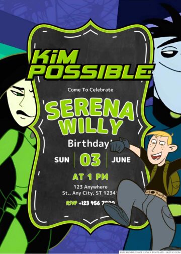 Kim Possible A Sitch In Time Canva Birthday Invitation Templates Download Hundreds FREE