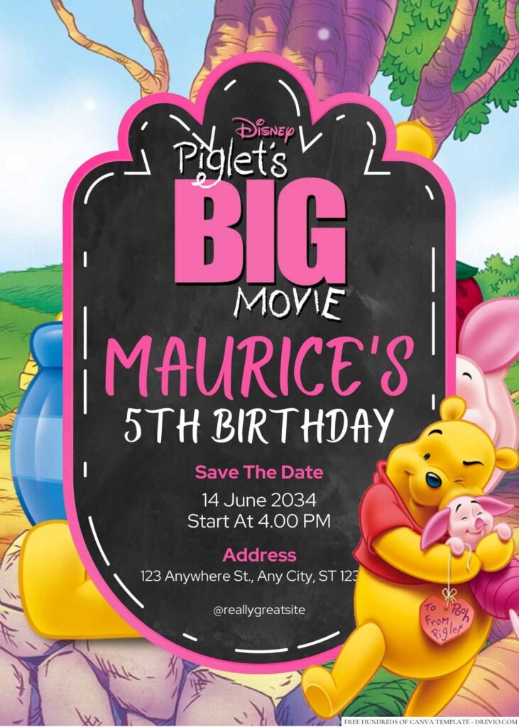 Piglet's Big Movie Birthday Invitation