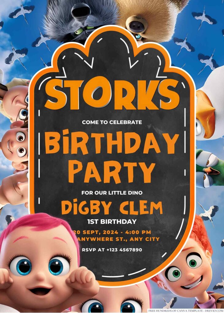 Storks Birthday Invitation