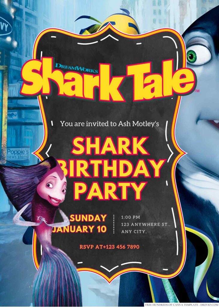 Shark Tale Birthday Invitation 