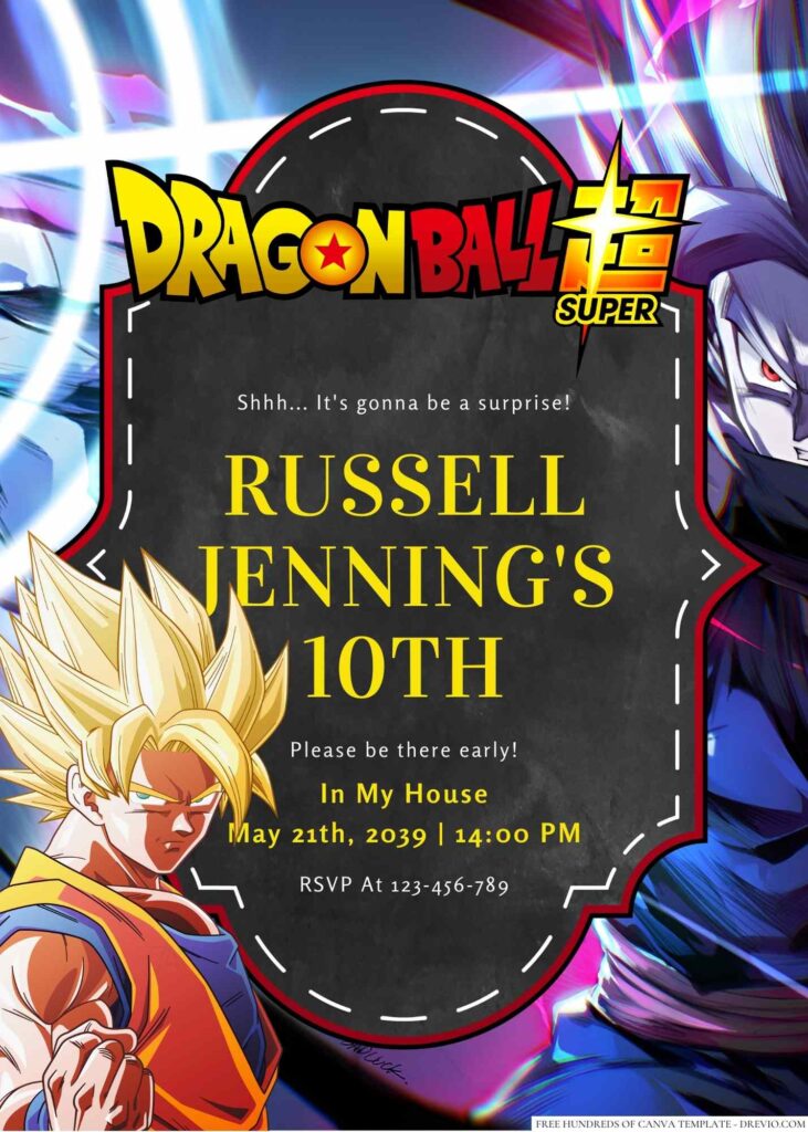 Dragon Ball Super Birthday Invitation 