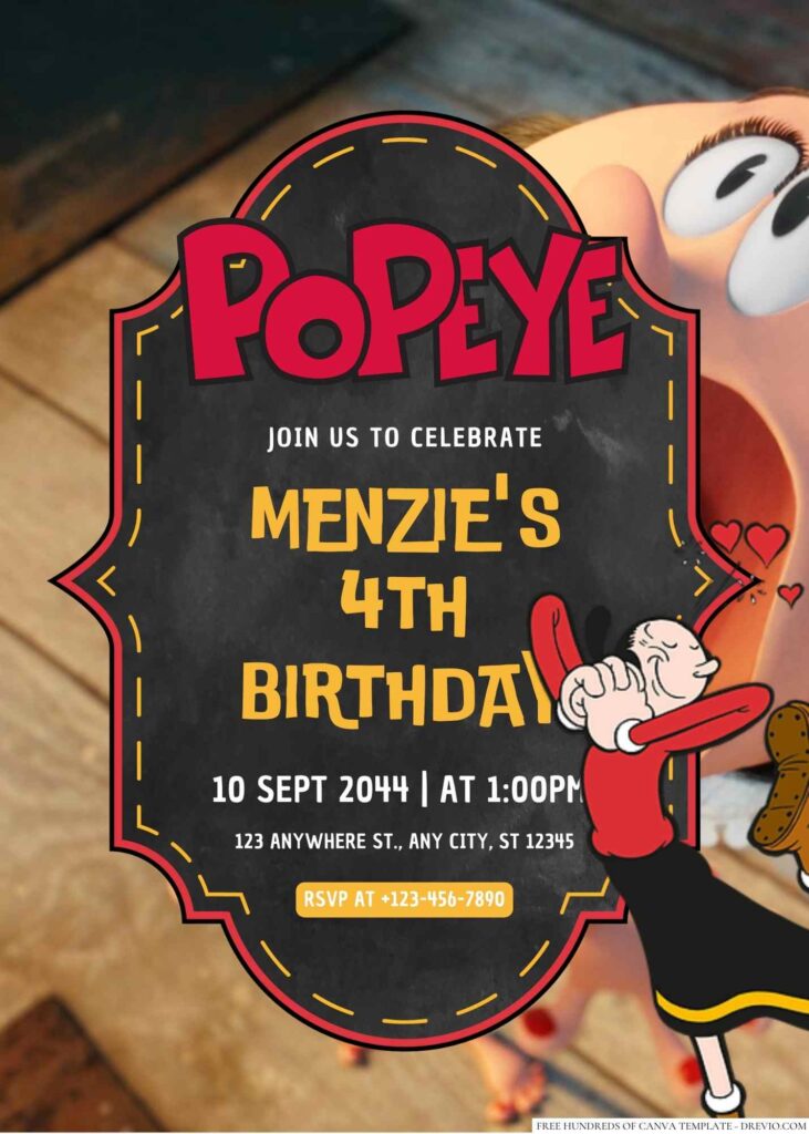 Olive Oyl Birthday Invitation