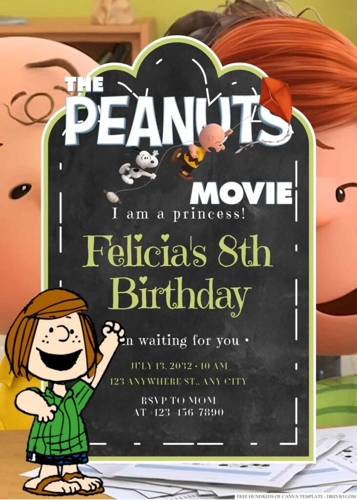 Peppermint Patty Birthday Invitation