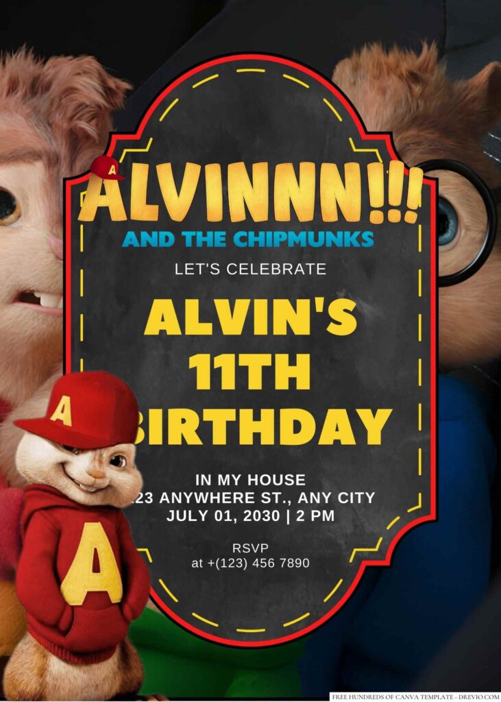 Alvin and the Chipmunks Birthday Invitation