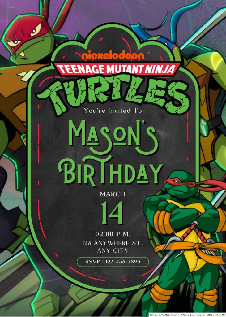 Teenage Mutant Ninja Turtles Birthday Invitation