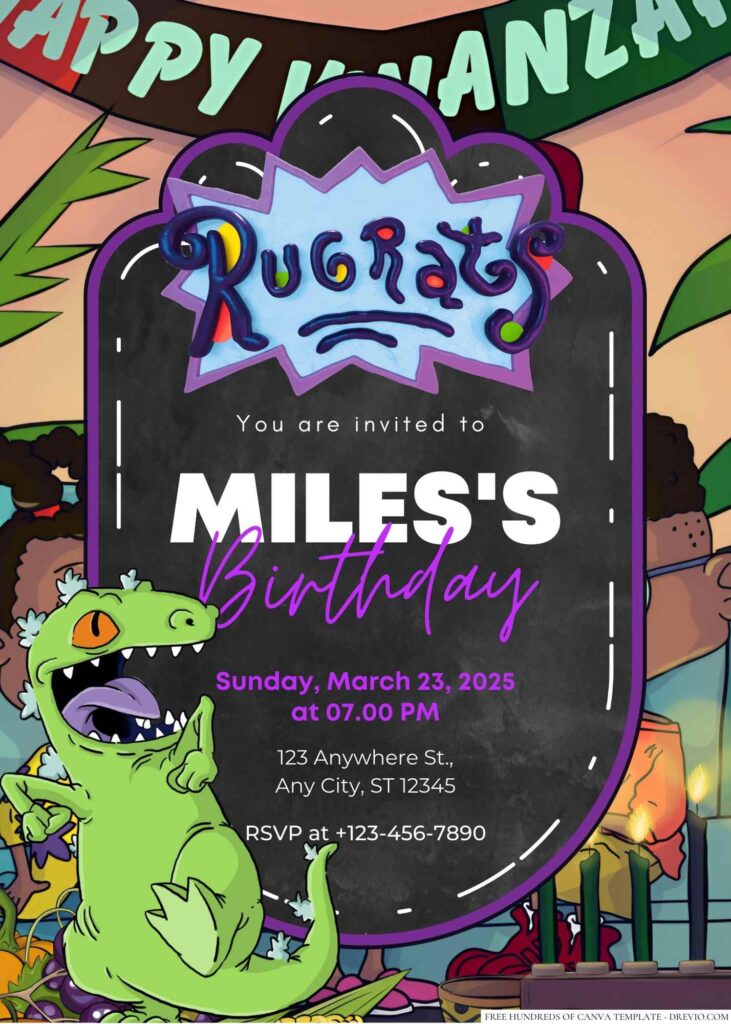 Rugrats (Tommy, Chuckie, Phil, Lil, and Angelica) Birthday Invitation