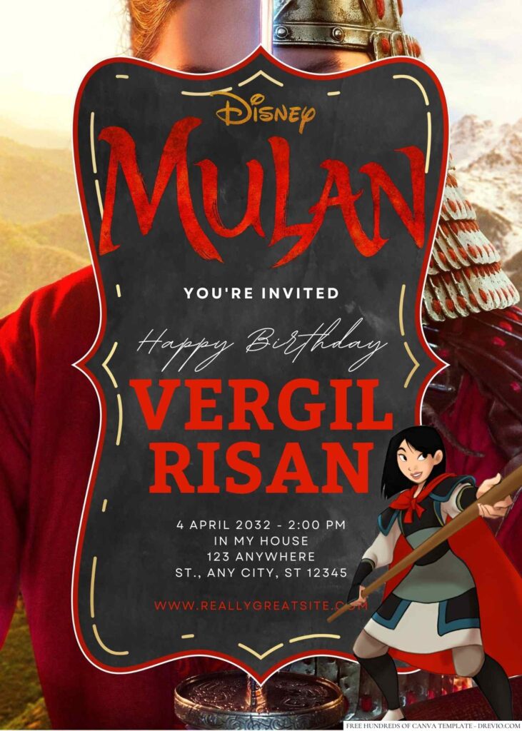 Mulan Birthday Invitation