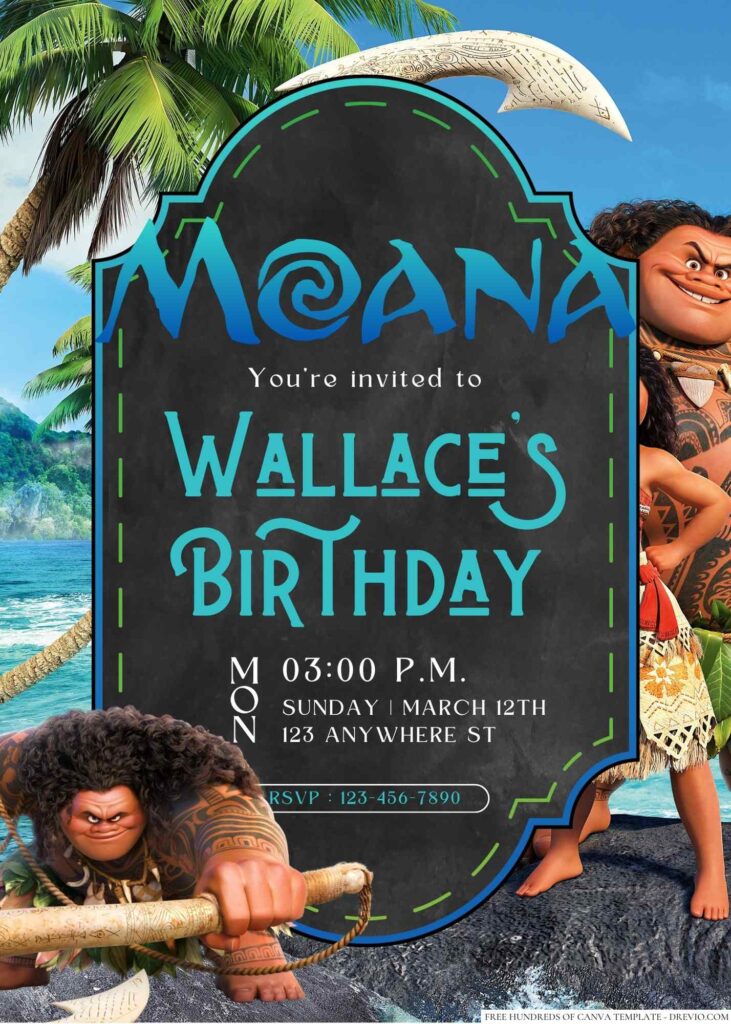 Moana Birthday Invitation