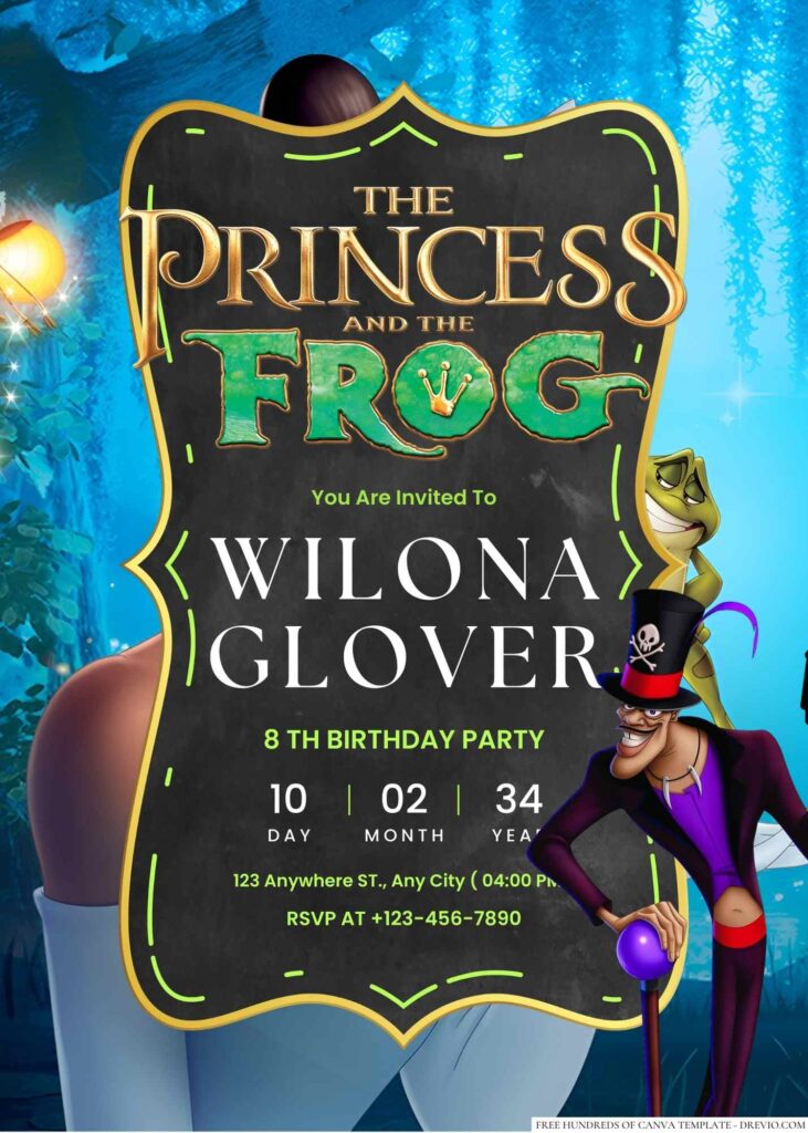 The Princess and the Frog Birthday Invitation