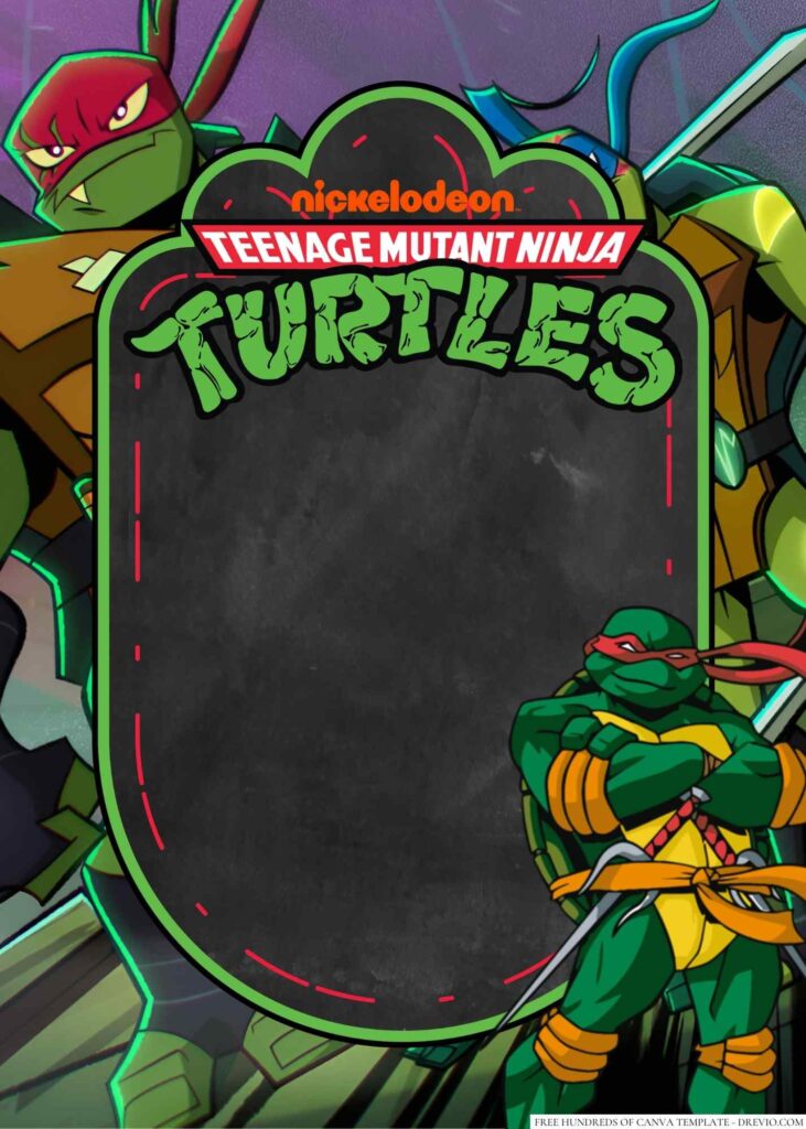 Invitation Template of 20+ Teenage Mutant Ninja Turtles Canva Birthday Invitation Templates 8