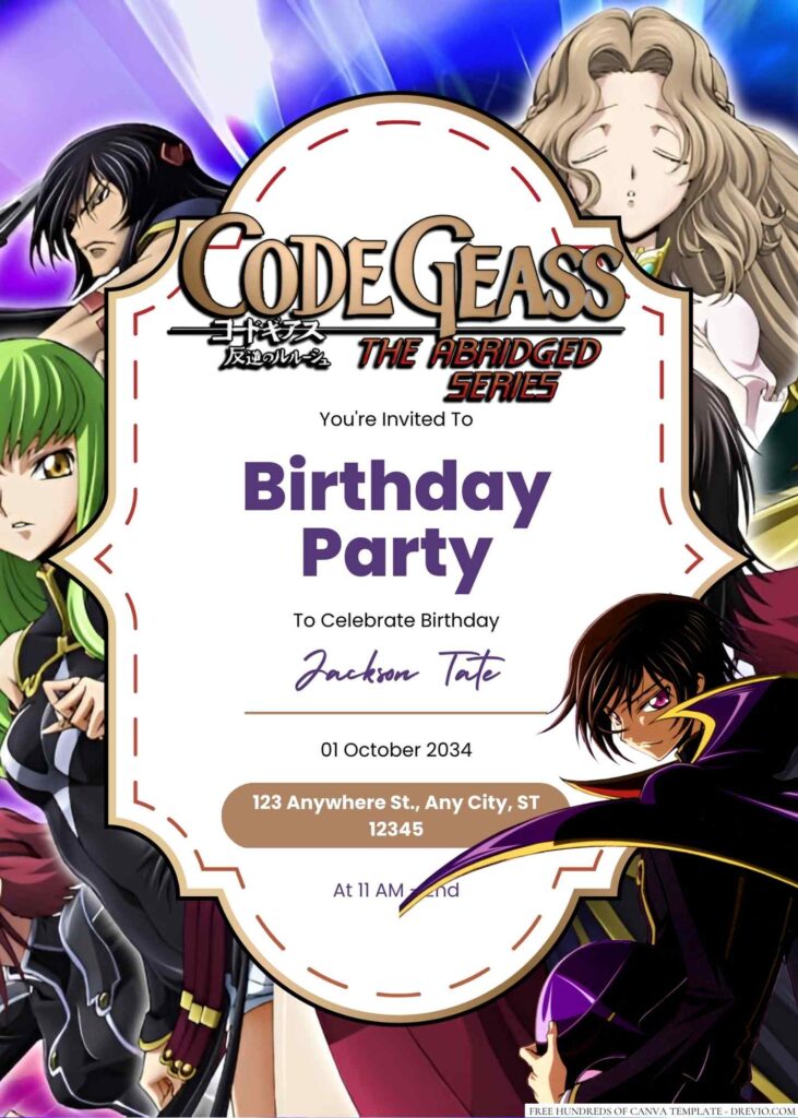 Code Geass Birthday Invitation 