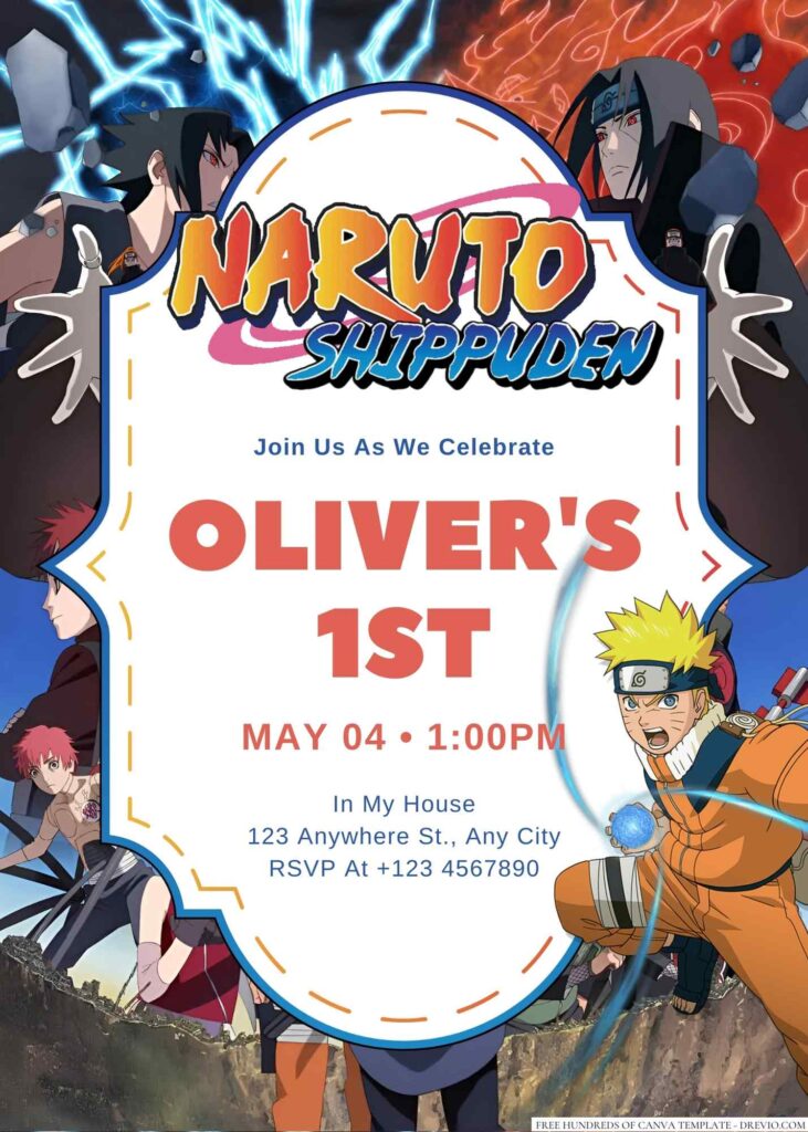 Naruto Shippuden Birthday Invitation
