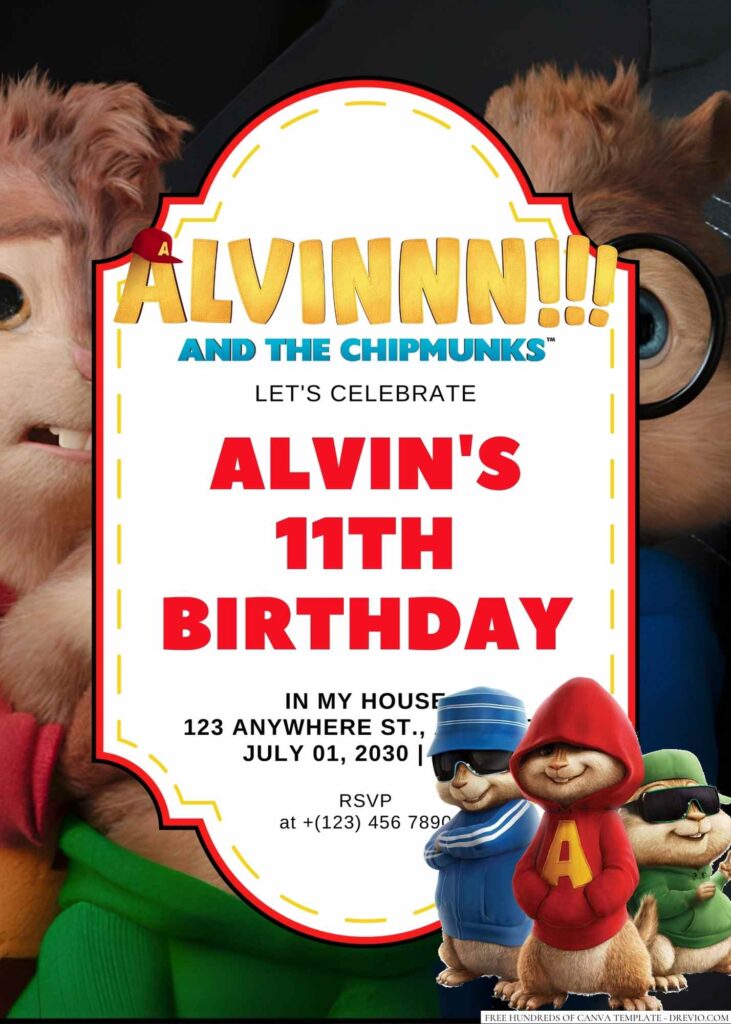 Alvin and the Chipmunks Birthday Invitation