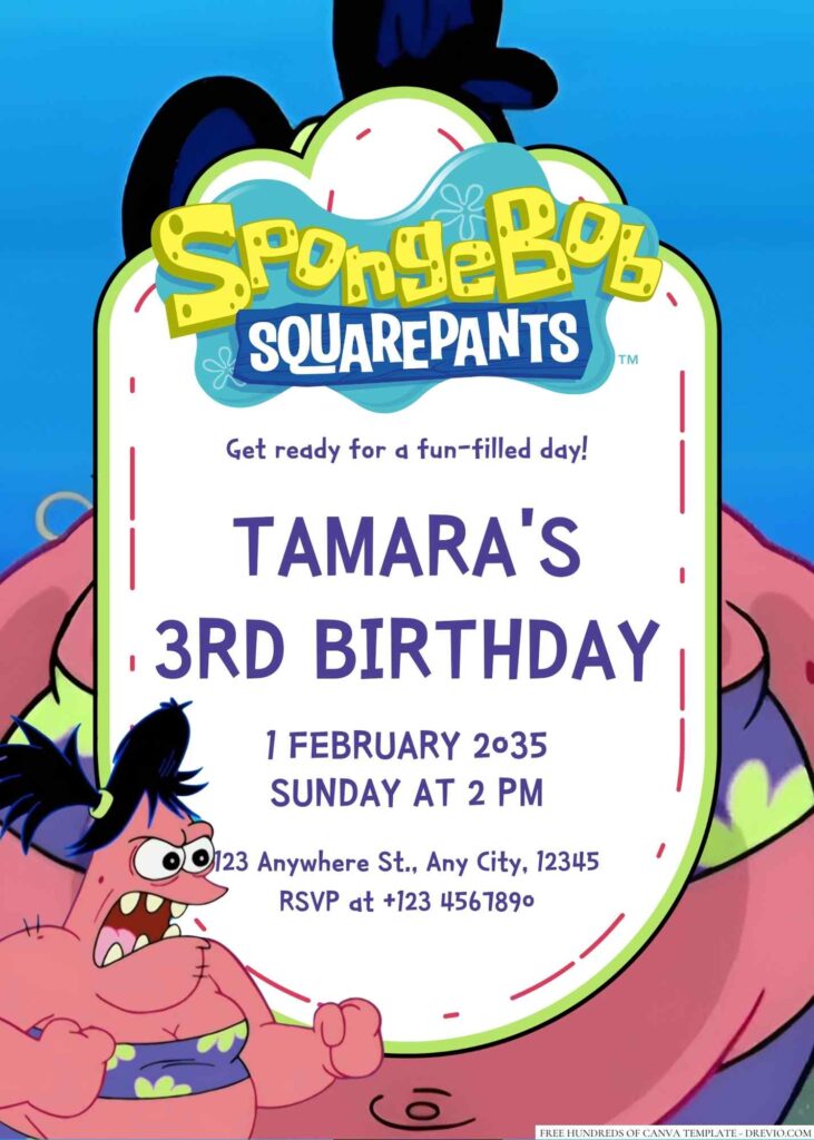 Patrick's sister Sam Star Cheeks Birthday Invitation