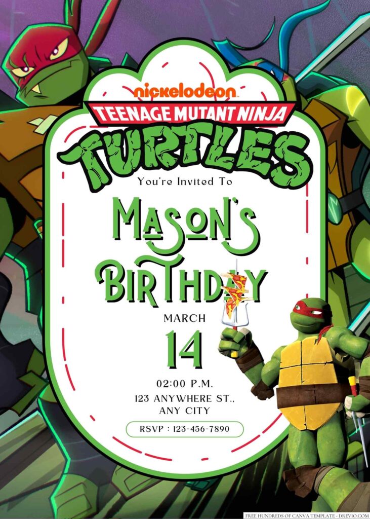 Teenage Mutant Ninja Turtles Birthday Invitation