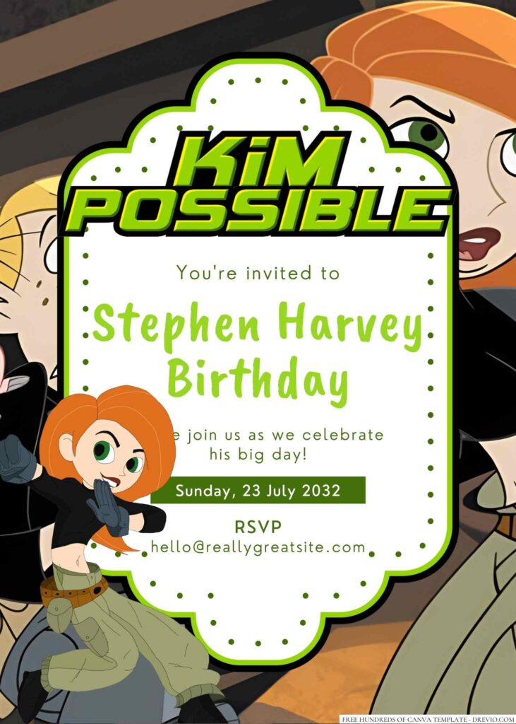 Kim Possible Birthday Invitation
