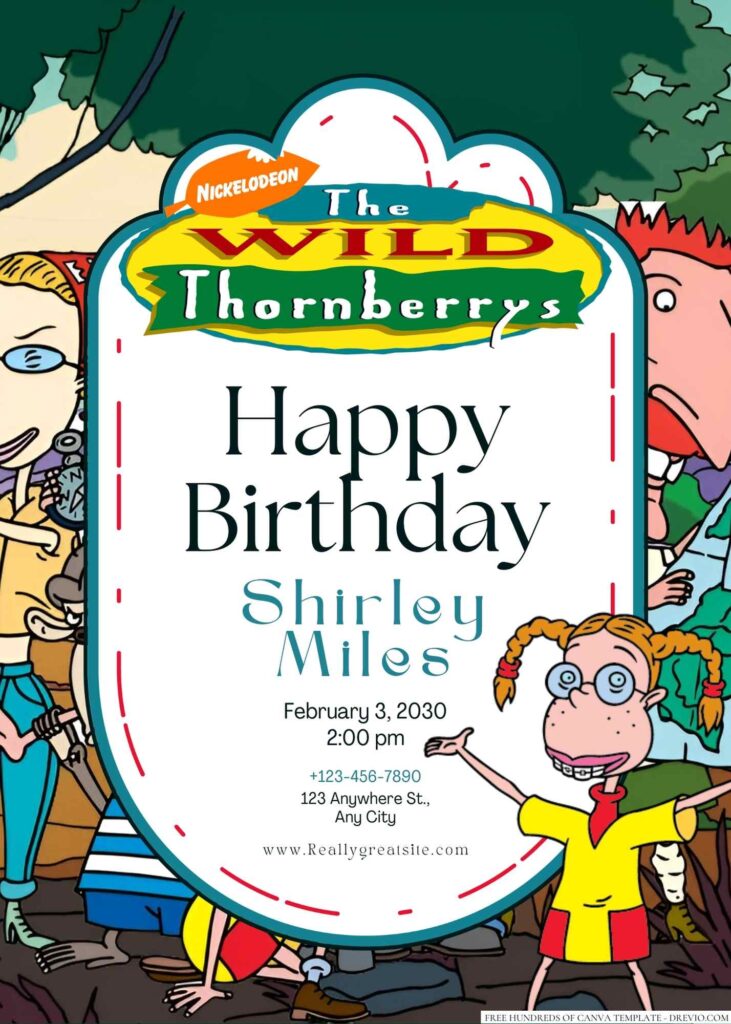 The Wild Thornberrys (Eliza and Darwin) Birthday Invitation