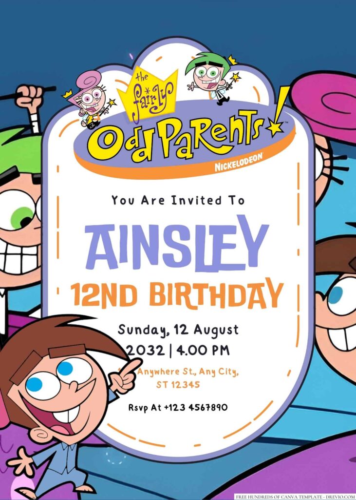 Timmy Turner (The Fairly OddParents) Birthday Invitation