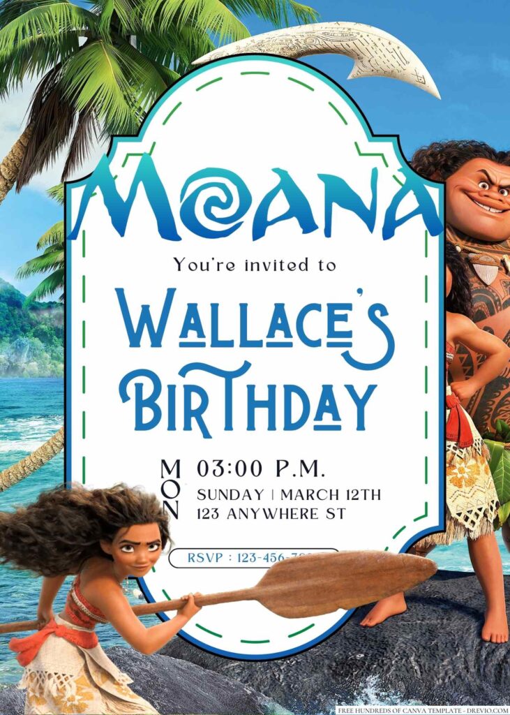 Moana Birthday Invitation