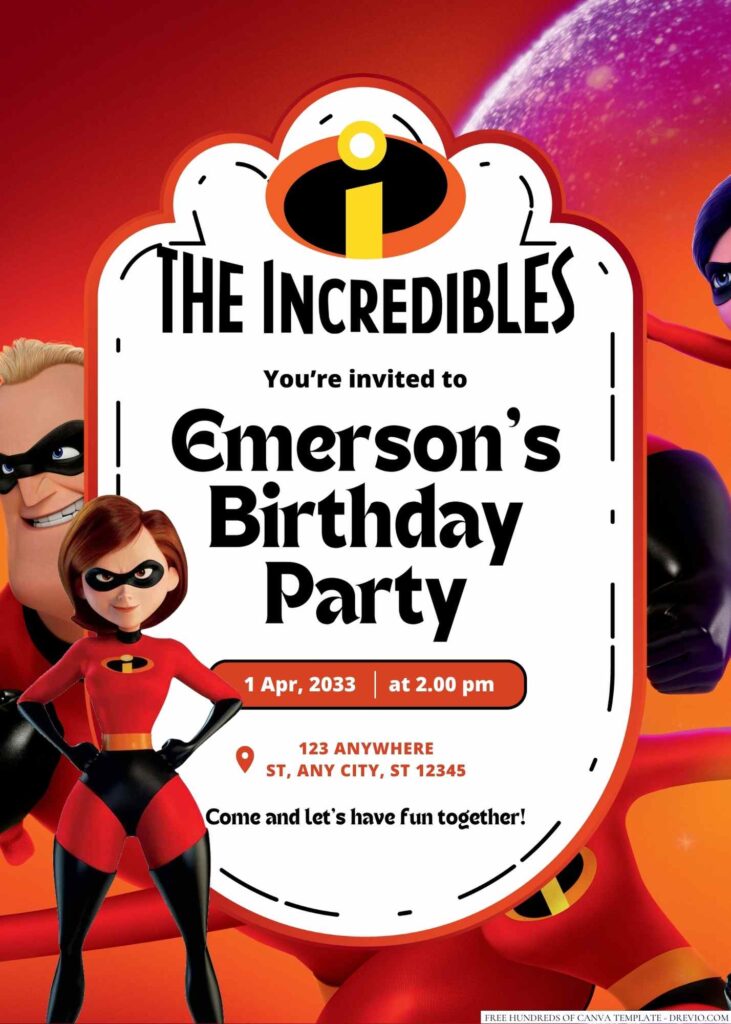 The Incredibles Birthday Invitation