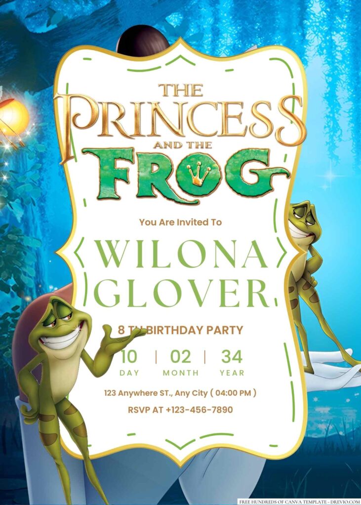 The Princess and the Frog Birthday Invitation