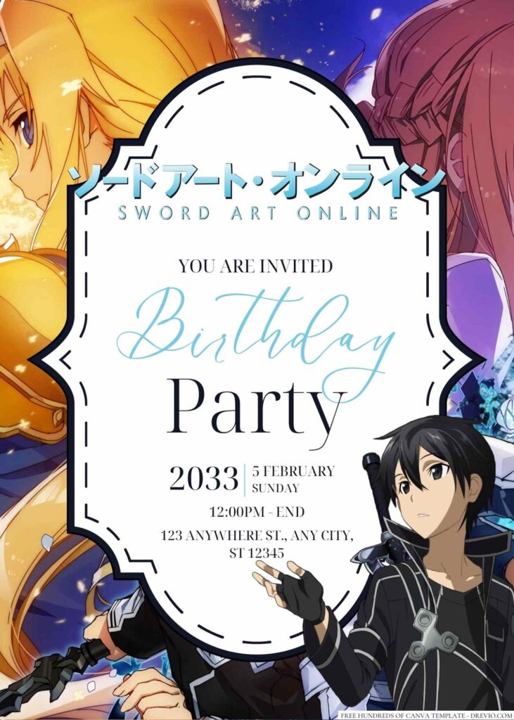 Sword Art Online Birthday Invitation 