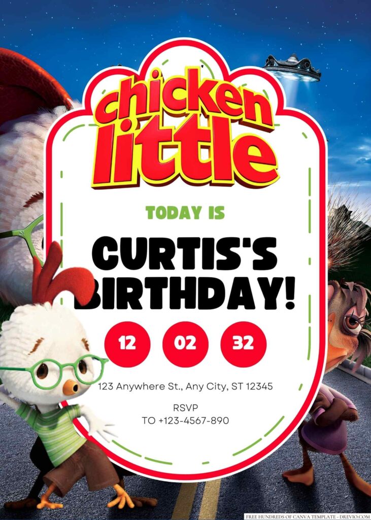 Chicken Little Birthday Invitation