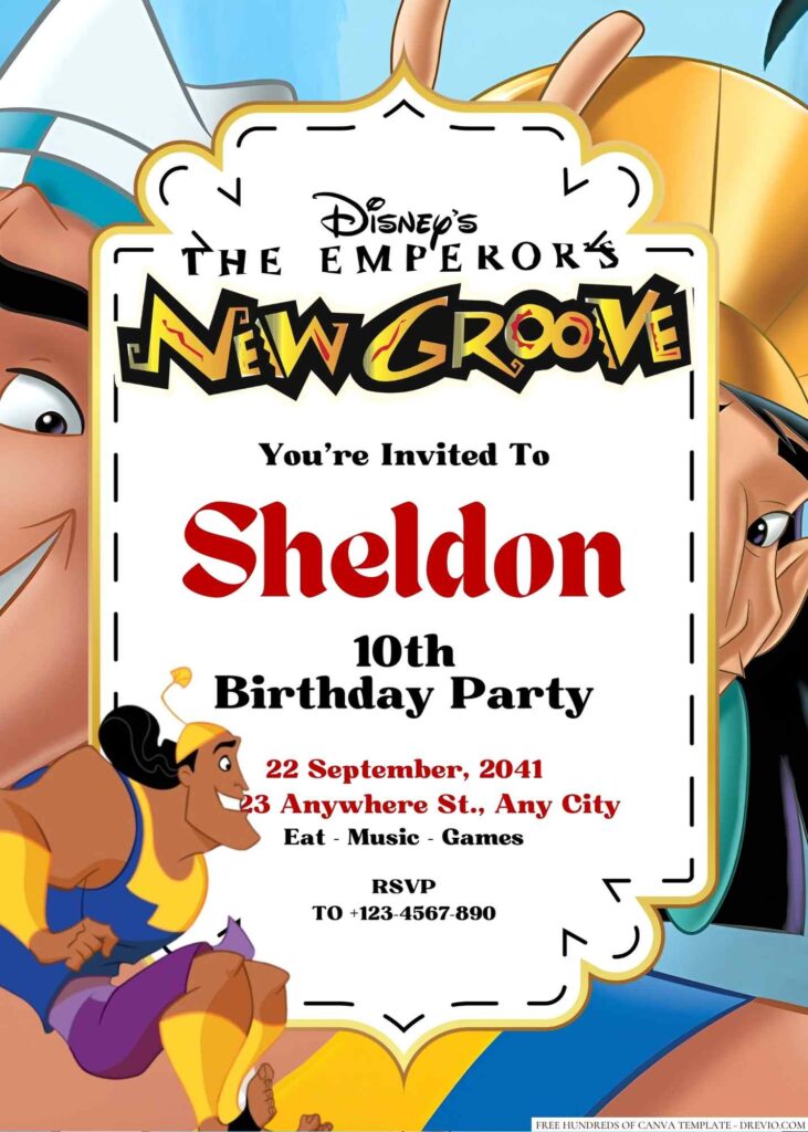 The Emperor's New Groove Birthday Invitation
