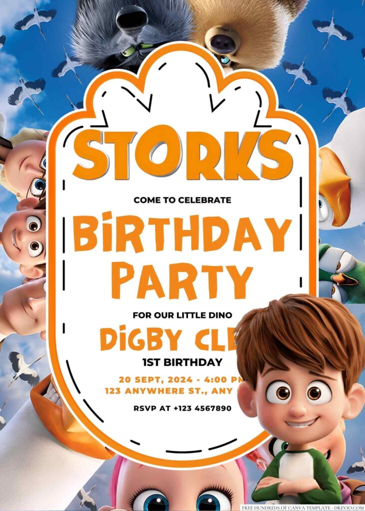 Storks Birthday Invitation