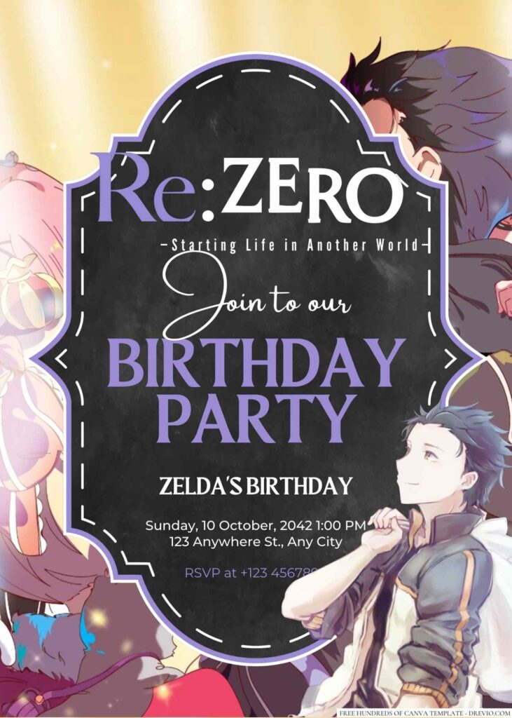 ReZero − Starting Life in Another World Birthday Invitation