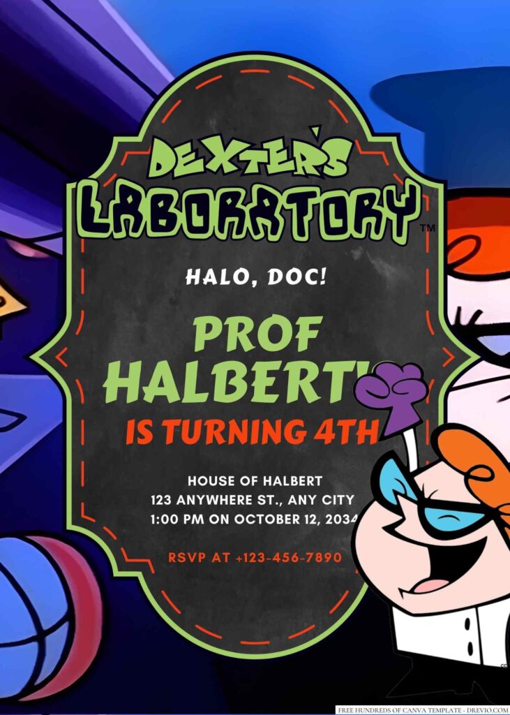 Dexter (Dexter's Laboratory) Birthday Invitation