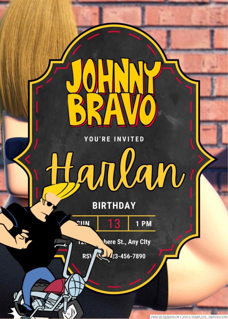 Johnny Bravo Birthday Invitation