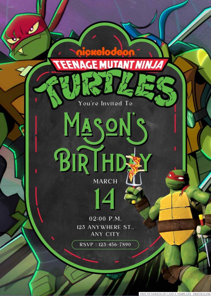 Teenage Mutant Ninja Turtles Birthday Invitation