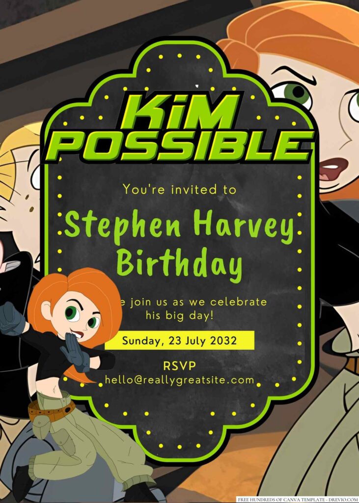 Kim Possible Birthday Invitation