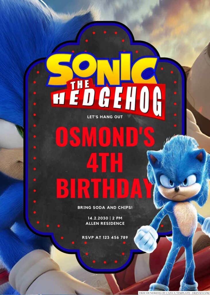 Sonic the Hedgehog Birthday Invitation