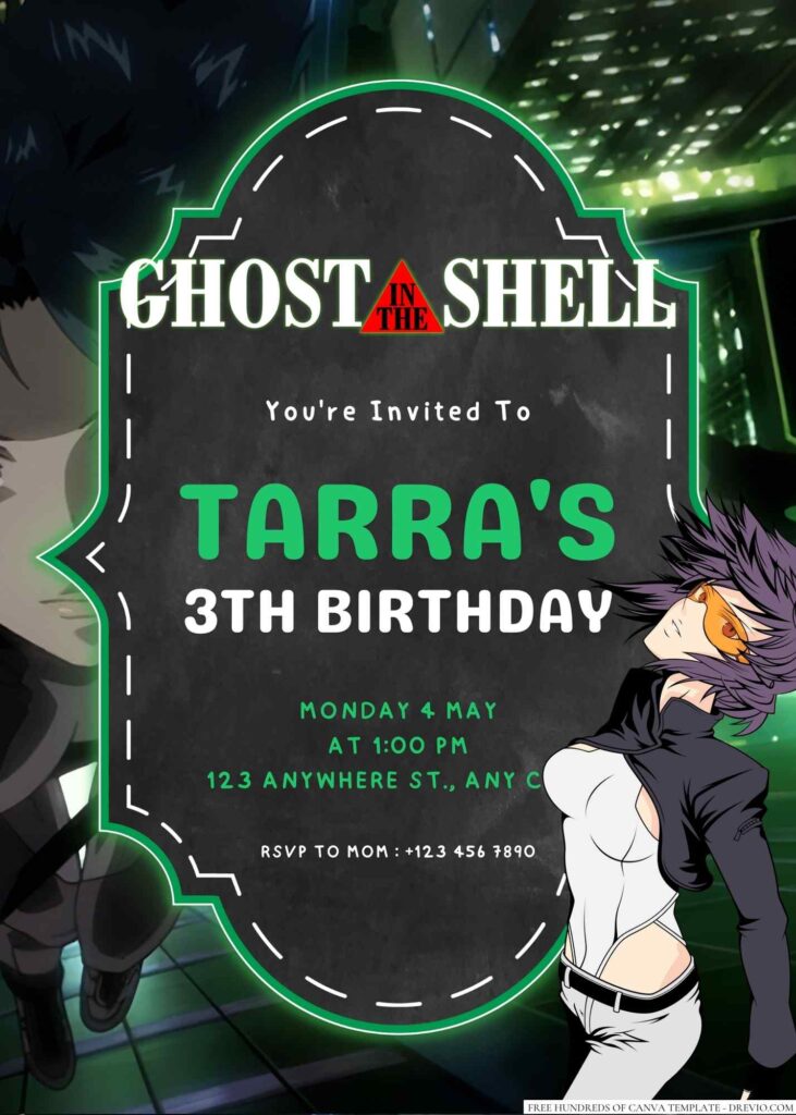 Ghost in the Shell Birthday Invitation