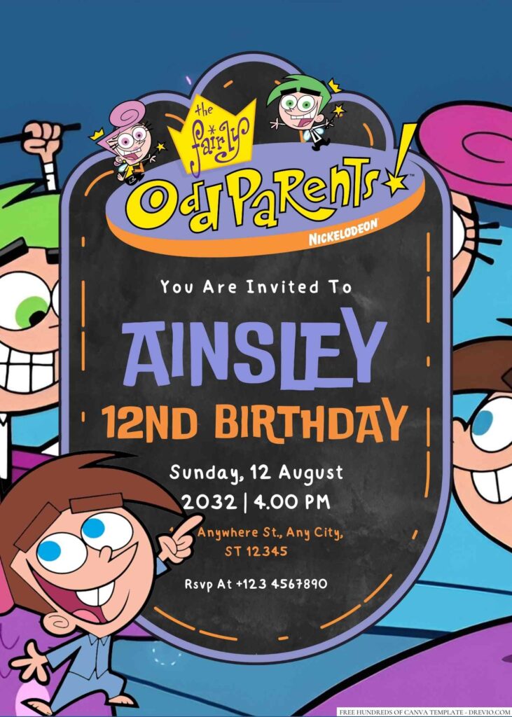 Timmy Turner (The Fairly OddParents) Birthday Invitation