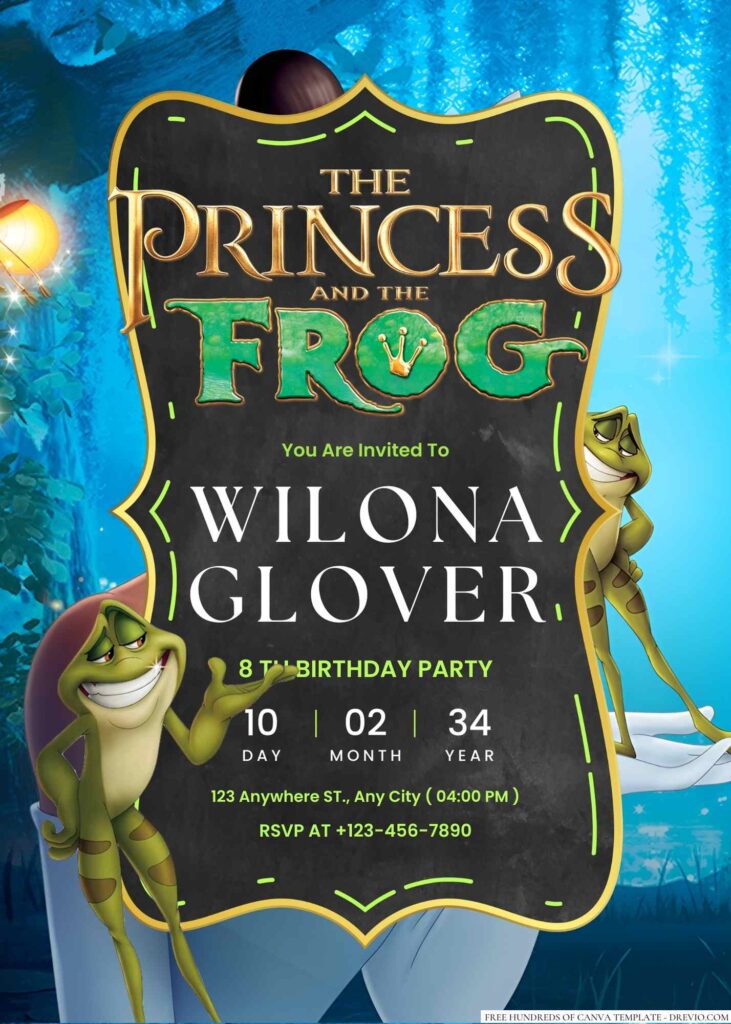 The Princess and the Frog Birthday Invitation