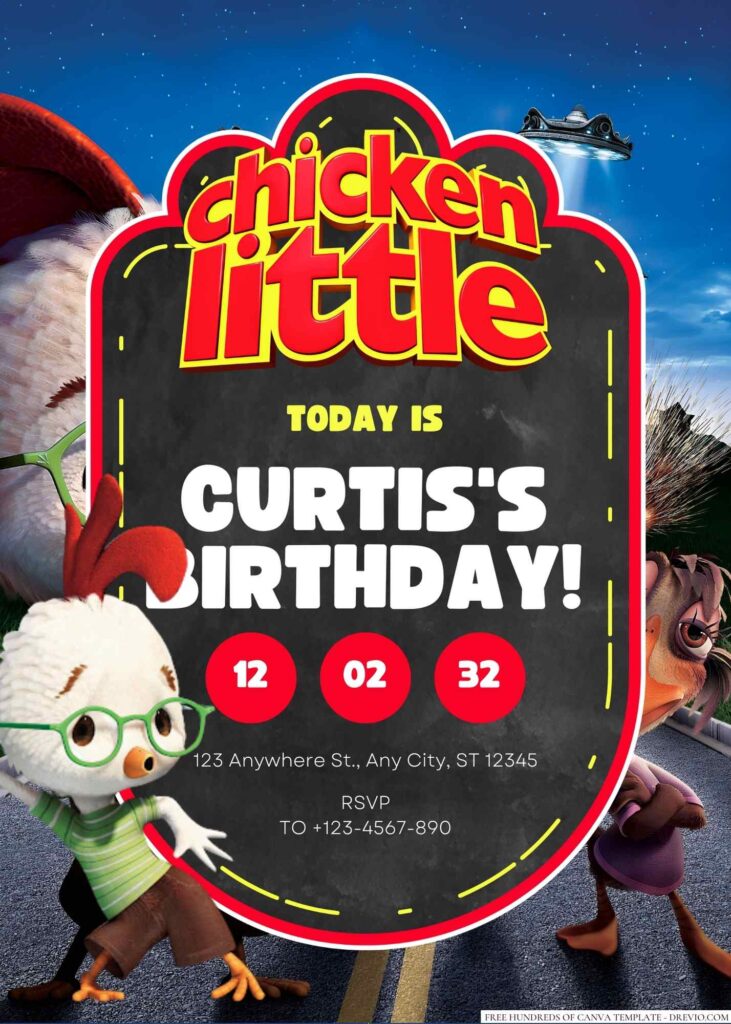 Chicken Little Birthday Invitation