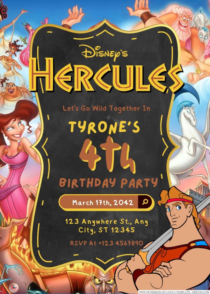 Hercules Birthday Invitation
