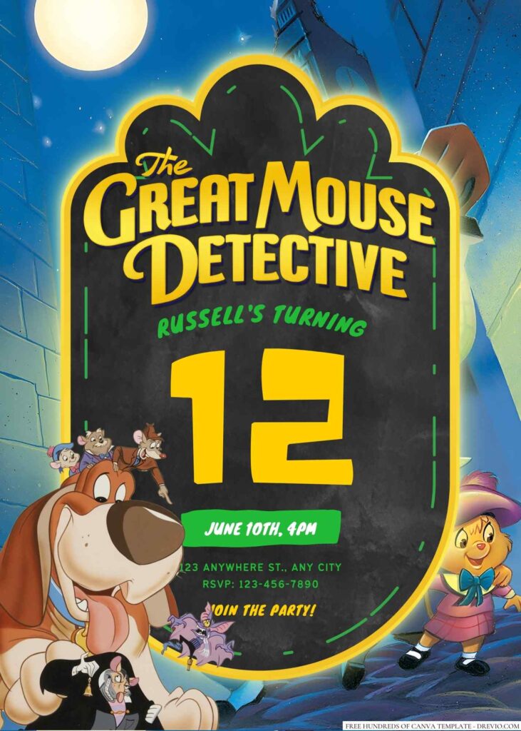 The Great Mouse Detective Birthday Invitation