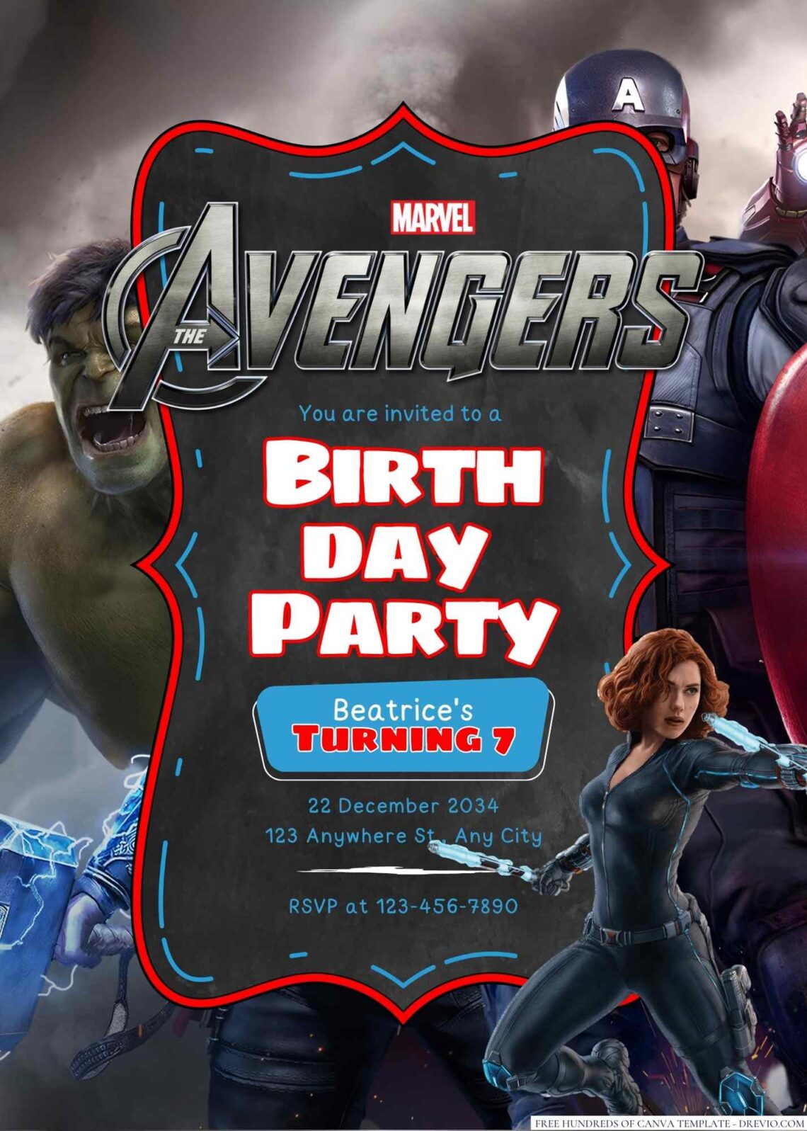 The Avengers Birthday Invitation