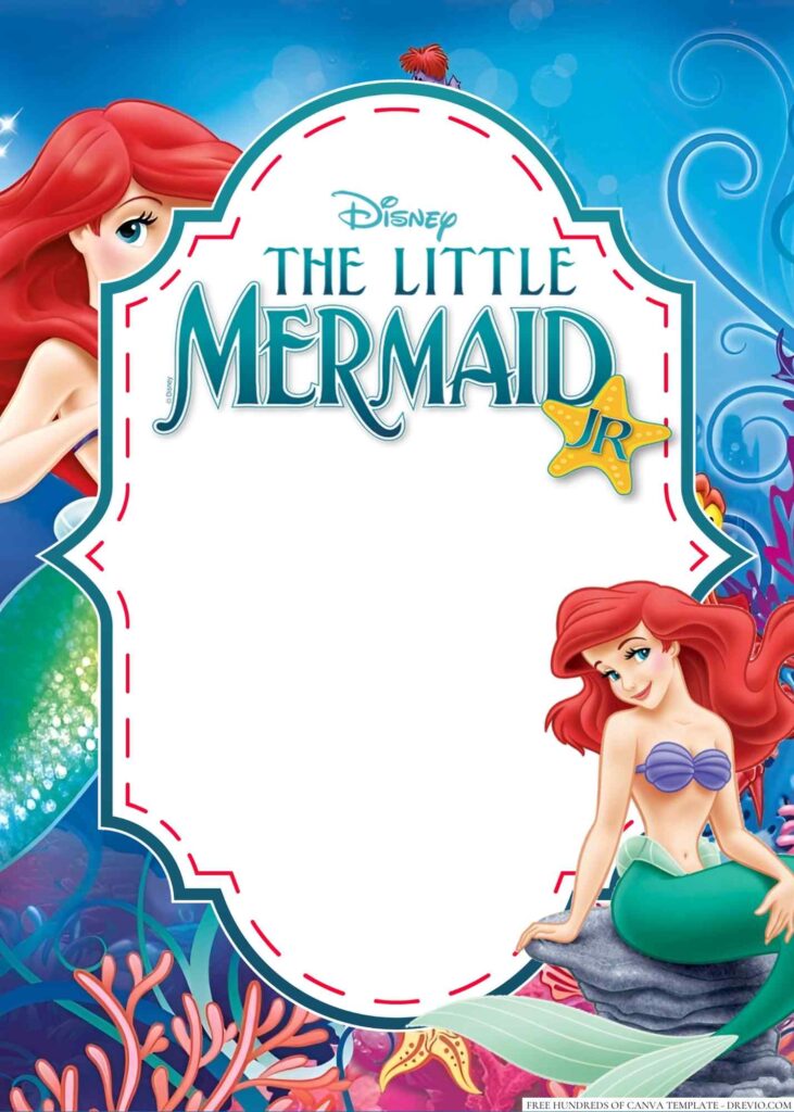 Invitation Template of 14+ The Little Mermaid Canva Birthday Invitation Templates 1