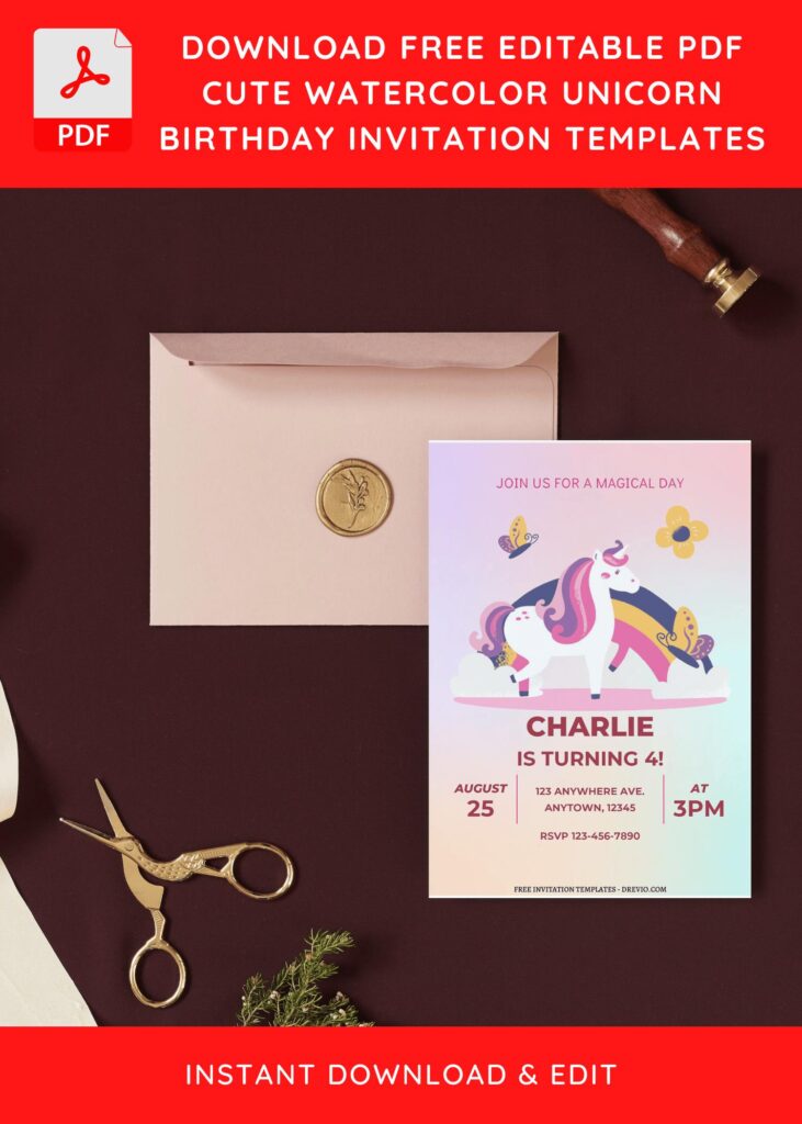 Invitation Template of (Free Editable PDF) Beautiful Magical Unicorn Birthday Invitation Templates 4