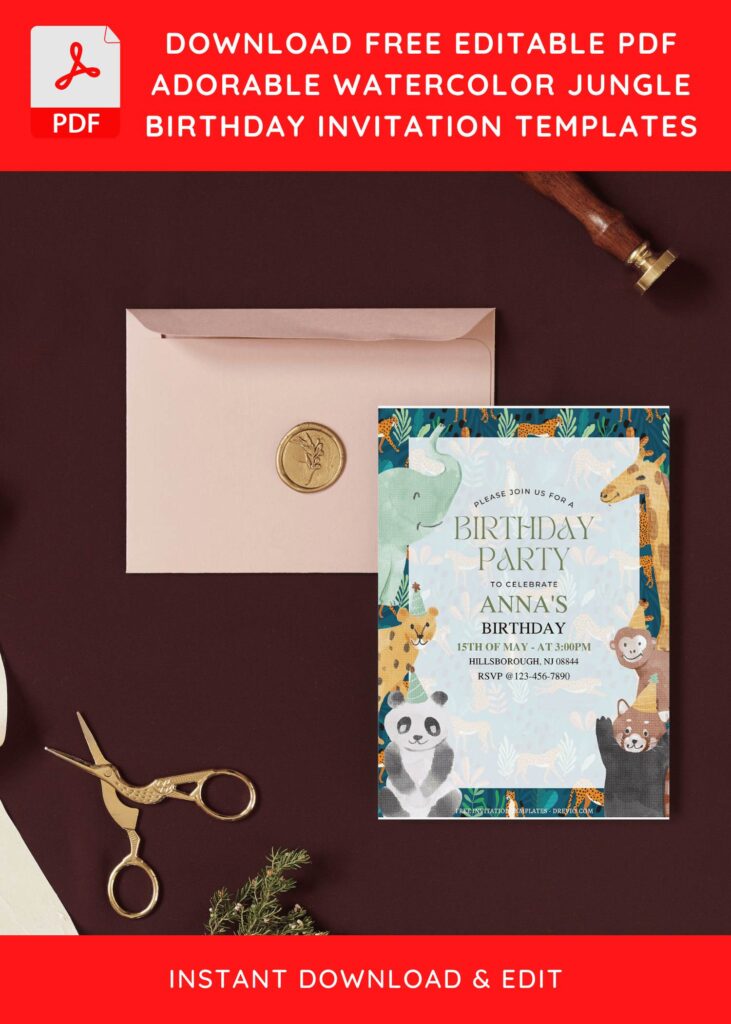 Invitation Template of (Free Editable PDF) Chic Jungle Animal Birthday Invitation Templates 9