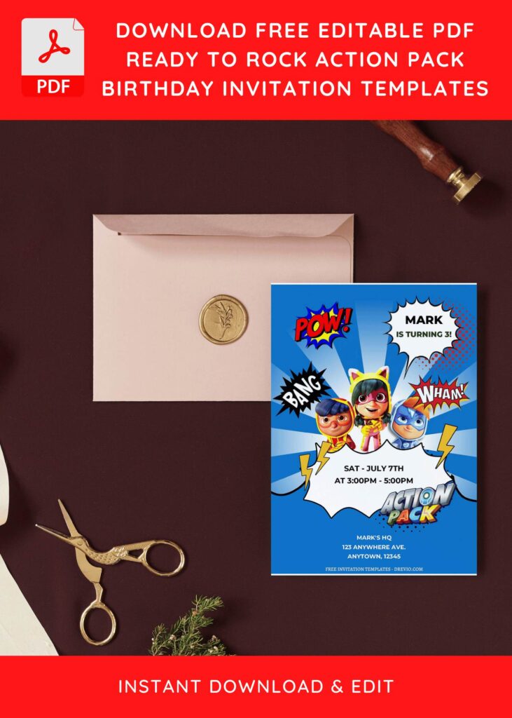 Invitation Template of (Free Editable PDF) Super Awesome Action Pack Superheroes Birthday Invitation Templates 9