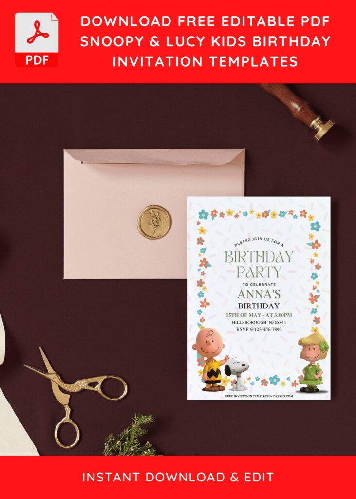 Invitation Template of (Free Editable PDF) Snoopy And Lucy Birthday Invitation Templates 10